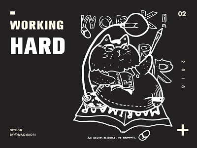 working hard branding design， illustration