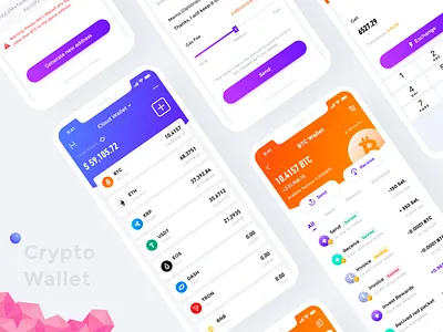 Crypto Wallet 3 app assets btc crypto crypto currency interface transactions ui wallet