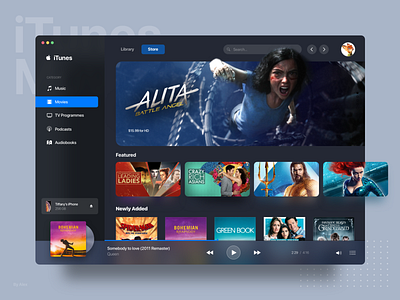 iTunes Redesign - Movie alita dark itunes movie player