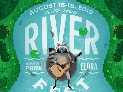 Riverfest 2019 design poster raccoon