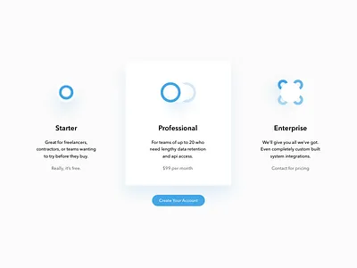 Pricing Panels humaan icons illustration light pricing pricing page pricing plan shadows ui web design