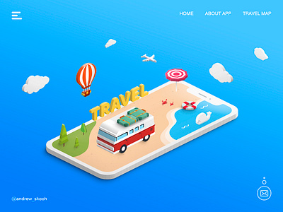 Travel Landing Free PSD free free landing free psd freebie inspiration iso isometric isometric illustration landing psd travel travel illustration