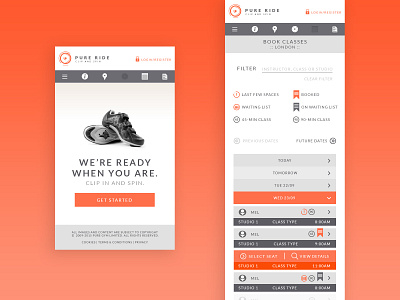 Pure Ride Site Design booking branding calendar cta gym ui ux design ui design ux design web web design