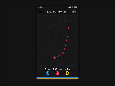 Location tracker appdesign dailyui dailyui020 dailyuichallange dark app dark theme invisionstudio location running tracking tracking app uidesign walking