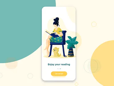 onboarding screen colors design digital flat vector illustration leaves reading screen mockup ui uiuxdesign
