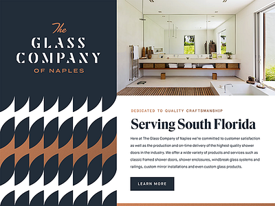 The Glass Company of Naples badge bathroom brand identity branding florida freelance studio glass gold logo logo design logotype mirror pattern prestige typography