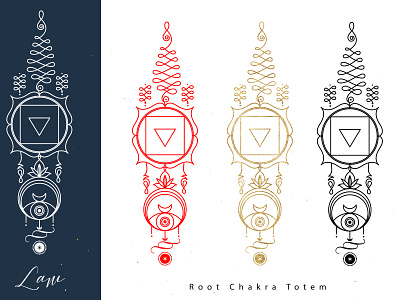 Root chakra totem.Chakras Totems Collection. chakra crown design geometry heard icon illustration logo root sacral chakra sacred totem typography vector yoga