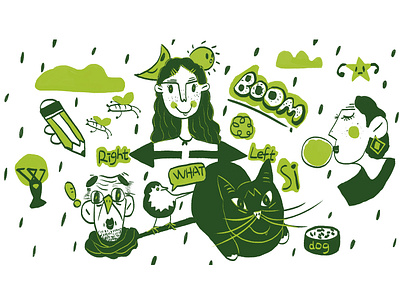 life doodle green illustration