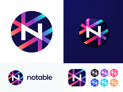 Notable 1.1 | Logo concept for News platform brand branding identity star design geometric lines colorful global news connection network icon mark lettering app n letter monogram globe network digital media positive politics finance art pop stars remarkable immersive