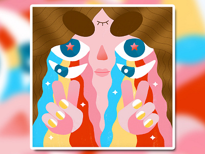 Rainbow Gaze bright character character design concept cute doodle drawing eyes face flat hands illustration organic person portrait procreate rainbow trippy weird woman