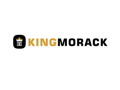 Kingmorack Logo black black and gold branding branding logo clean logo design icon identity logo logo 2d logo type text design yellow