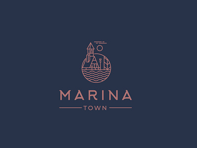 Marina logo art brand branding desain logo logo 2d luxury marks town type