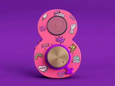 8 March, International Women's Day. 3d 8m cinema 4d dribbble feminism feminist girlpower illustration internationalwomensday radio render volume woman