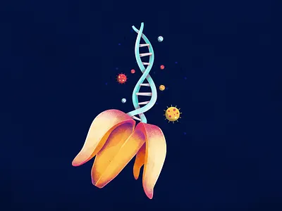 Banana DNA 3d banana brushes concept conceptual dna editorial editorial illustration genetics illustration illustrator photoshop science vector yellow