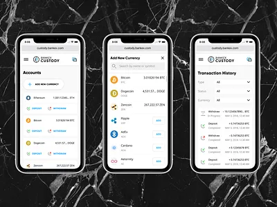Crypto Custody / Mobile view bankex blockchain crypto currency crypto custody dashboard dashboard design uidesign uiux webapp webapplication