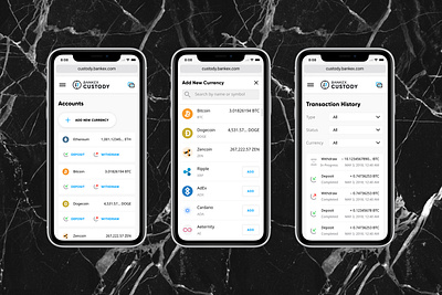 Crypto Custody / Mobile view bankex blockchain crypto currency crypto custody dashboard dashboard design uidesign uiux webapp webapplication