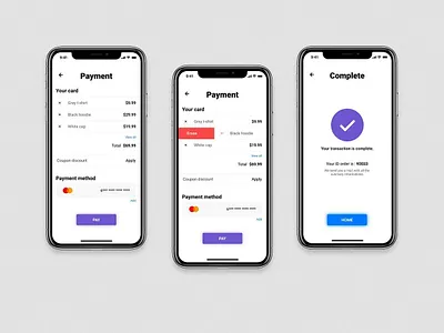 Payment Screen adobe xd app card cash checkout complete design figma french designer iphone iphonex pay payment screen simple uplabs