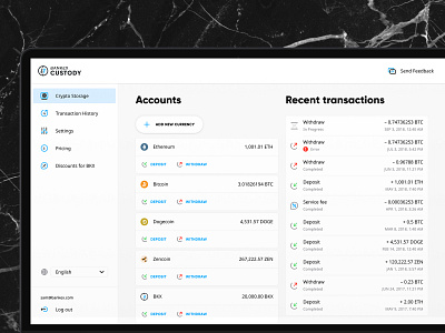 Crypto Custody / Crypto storage (Desktop view) app bankex blockchain crypto crypto dashboard dashboard design ui ux uiux webapp