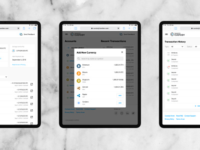 Crypto Custody / Add new currency bankex blockchain crypto crypto currency uidesign uiux webapp