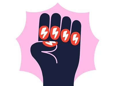 Google International Women's Day female fist flat color girl boss girl power illustration iwd2019 leena kisonen lightning bolt power sticker strength women empowerment