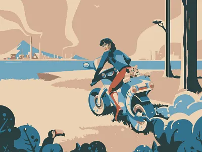 Moto adobeillustrator america animal animals art artwork design digitalart digitalillustration drawing editorial girl graphicdesign illustrator moto motobike puma vector vectorart wildlife