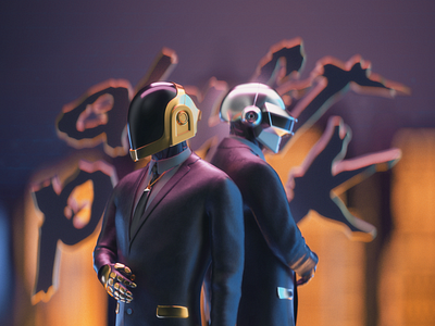 Daft Punk Poster 3d design c4d cinema4d design graphic design kitbash light poster render retro synthwave