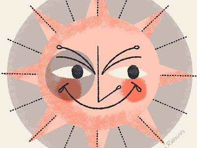 sinister sun evil grin mid century procreate raster retro sun sunshine