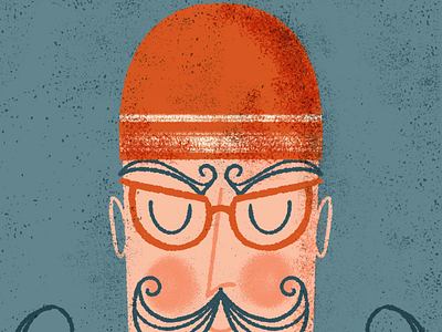 The swimmer bathing cap gent gentleman glasses moustache procreate raster retro spectacles swim swimming waves