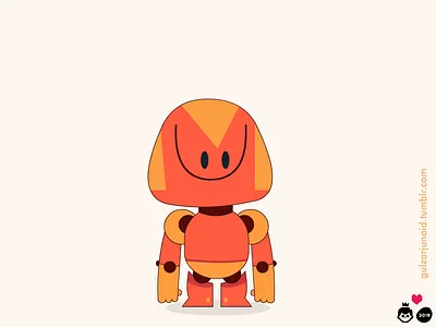 RoboJojo Flat Style 2d adobe art heartbeat robot