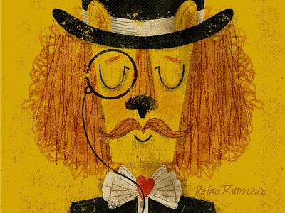 Dandy Lion cat dandy dandy lion lion monocle procreate raster top hat vintage style