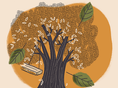 Swinging in the breeze leaves mid century procreate raster retro swing texture tree