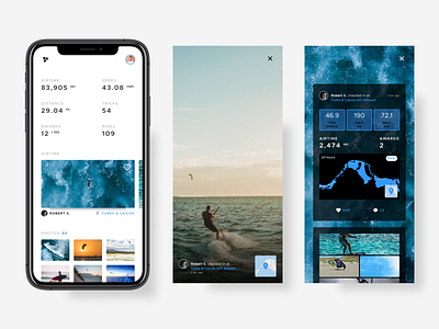 Kiteboarding app app components data value design elements gradient ios kiteboard kiteboarding layout mobile ui ux