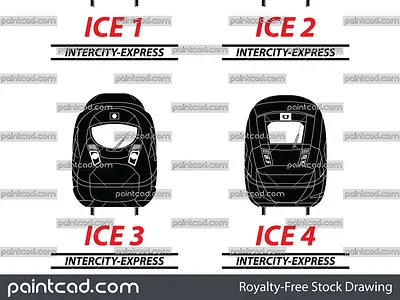 Set with black vector icons of German Intercity-Express ICE german intercity express ice high speed trains passenger transport set train vector icons