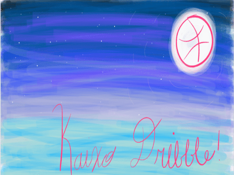 Hello Dribble blue debut debut shot gif gradiant hello illustration language moon night stars