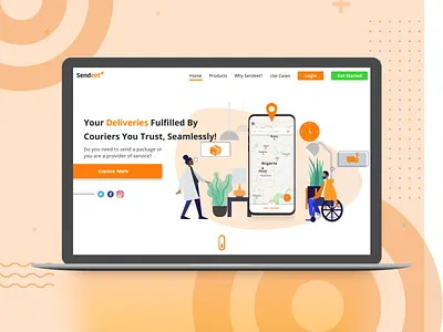 Sendeet Landing page design animation branding dahnteyy design icon illustration illustrator interaction interaction design landing page logo typography ui ux vector web website