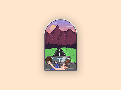 Mountain & Road Illustration for a client :) client work colors ferrari flat illustration graphic art graphic design illustration illustration art illustrator mountain ride road roadtrip sun set vector wanderlust warm colors wind