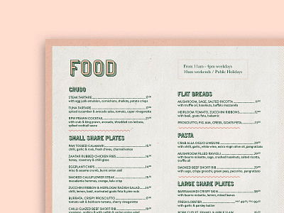 Sneak Peek of a recent menu design design food graphic design melbourne menu menu design typography