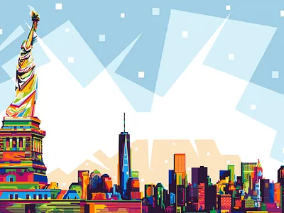New York City and the Statue ofLiberty american art design illustration liberty new york new york city popart statue of liberty wpap