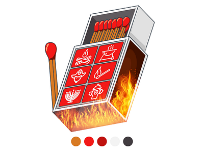 Matches and fire fire design icon match