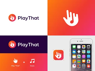 Play That logo abstract brand identity branding click gradient hand jukebox logo logo design modern music play vibrant visual identity