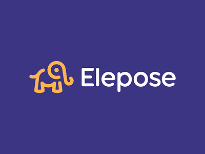 Elepose abstract animal branding cute elephant flat logo friendly fun identity line logo logo design mark mascot modern pose smart creative logo startup symbol trunk