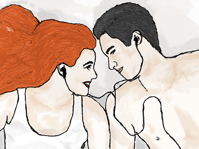 Couples listening Music colours couples digital drawing hand drawn illustration people