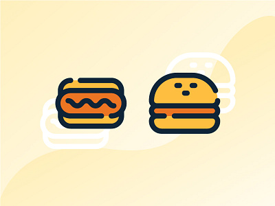 Hotdog or Burger burger filled outline hotdog icon iconography illustration mbe mbe style outline vector