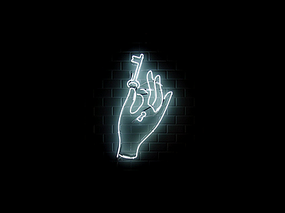 Wunderkammer Tattoo branding hand icon illustration key keyhole logo logotype neon neon light neon sign tattoo