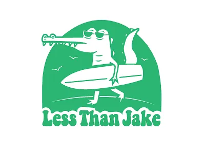 Less Than Jake - Cool Croc aligator band merch beach cool crocodile florida less than jake shirt design ska sun surf waves