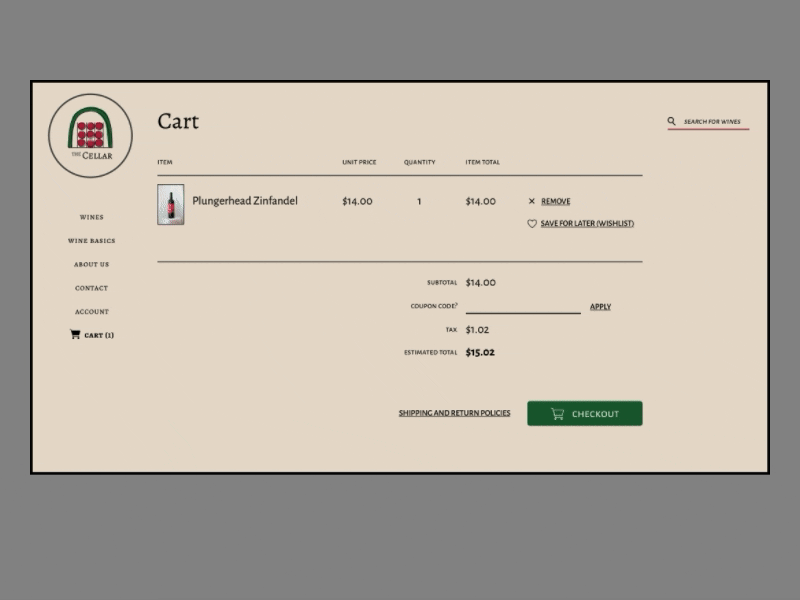 The Cellar Checkout checkout ecommerce flinto ui ux website