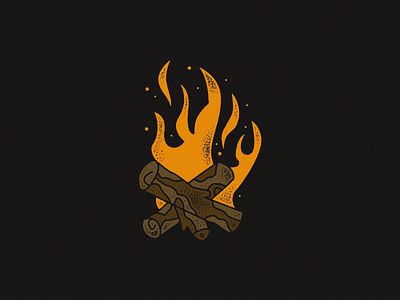 Campfire brown campfire camping fire flames illustration logs minimalism minimalistic nature orange outdoors shading simple wood