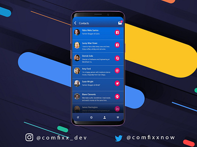 Mobile App User Contact Inspiration adobe xd chat app contact list design hero area homepage mobile app design responsive social app social buttons ui