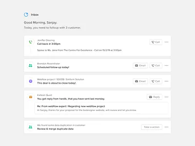 Inbox app dashboard mobile ui ux web