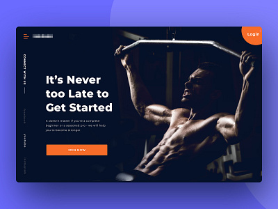 Fitness Website Homepage Header call to action clean color dark design fitness gym landing page layout modern orange ui ux website workout